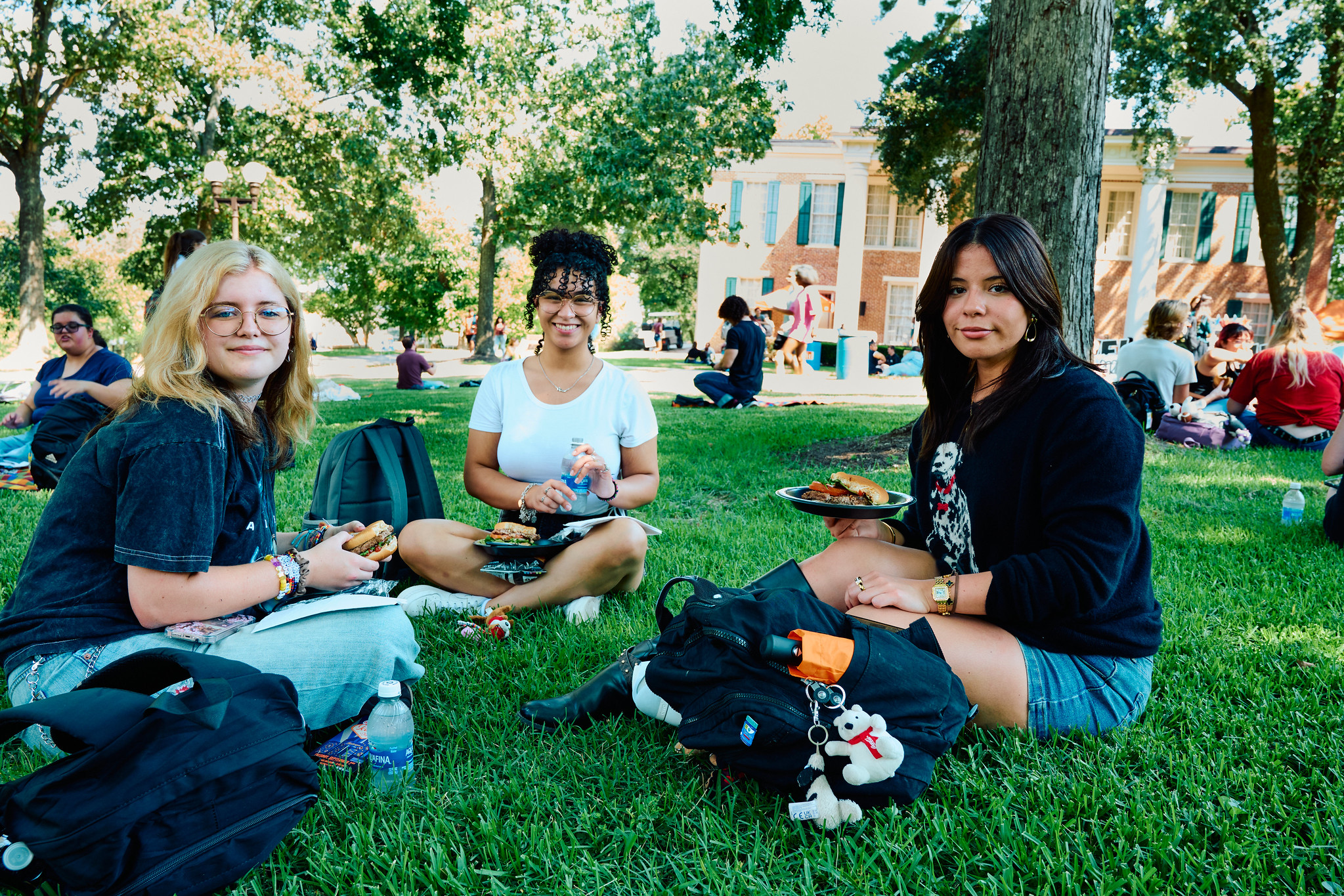 students picnic on the lawn