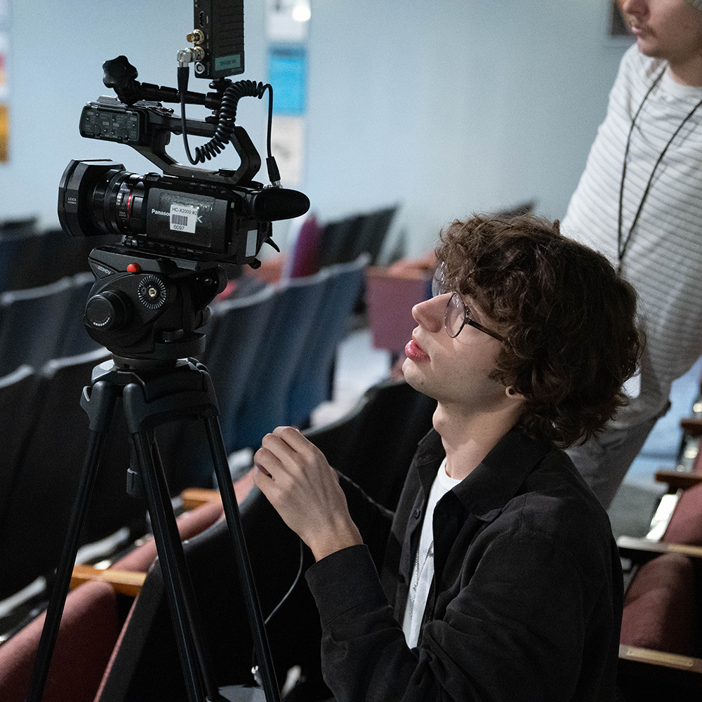 students with camera