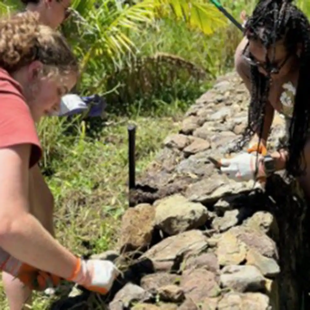 ​​SHSU  Environmental and Geosciences students working at a dig.