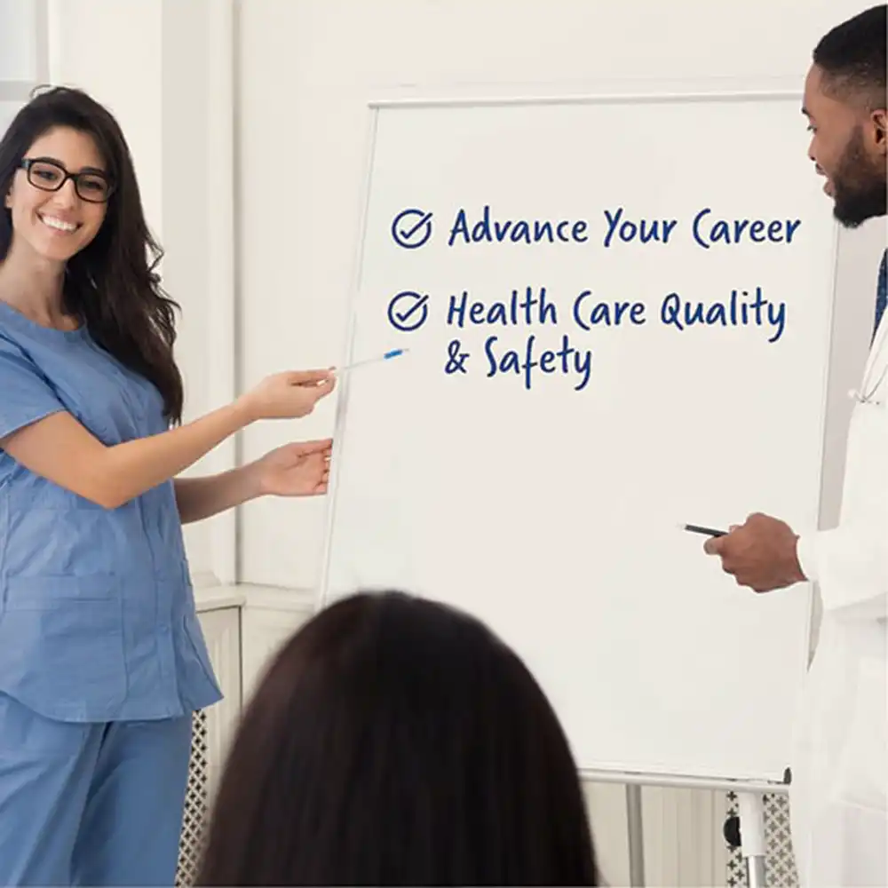 Two people presenting information