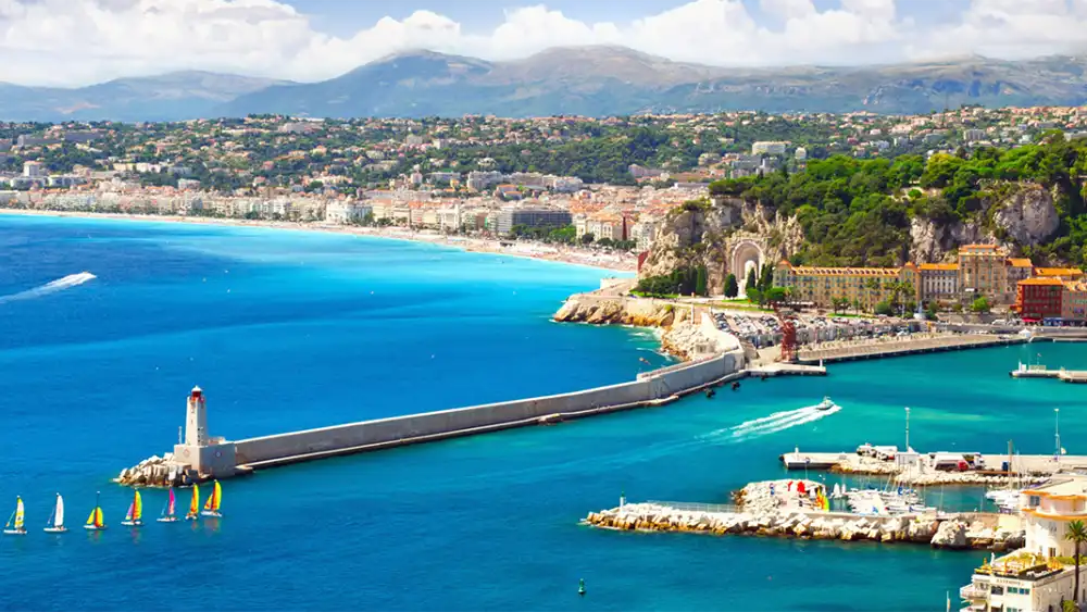 Aerial view of Nice, France, on the French Riviera